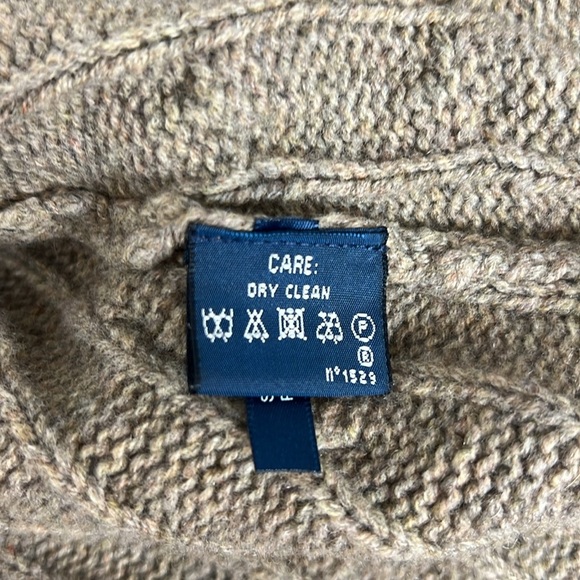 Ralph Lauren Blue Label Sz M Wool/Cashmere Shawl Neck Cardigan Taupe Buckle - Picture 5 of 12